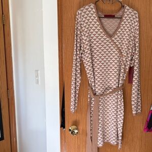 Love Scarlett Geometric Wrap Long Sleeve Dress